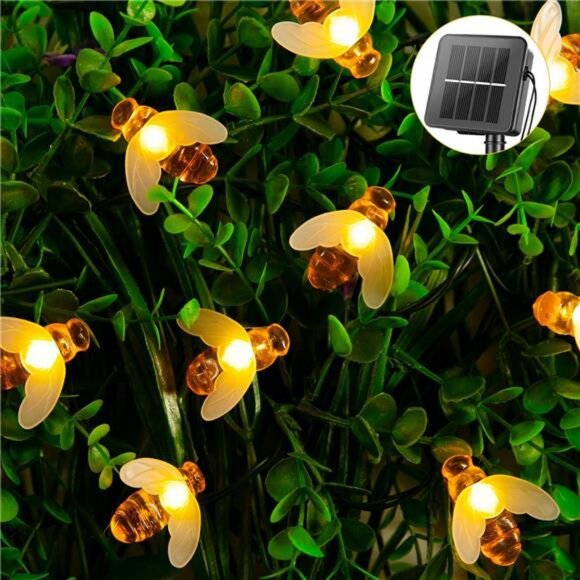 Honeybee Fairy Lights with 8 Lighting Modes Waterproof Solar Bumble Bee - Picture 1 of 7